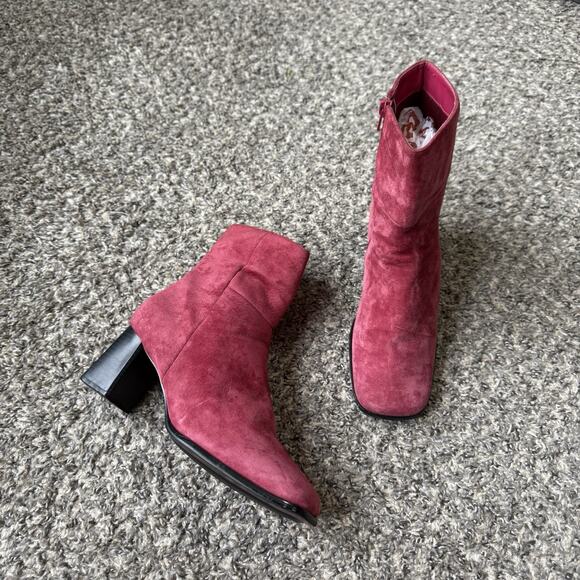 VTG Y2K Chadwick’s Boots Red Suede Leather Square Toe Block Heel Size 8 M Retro - Picture 5 of 11